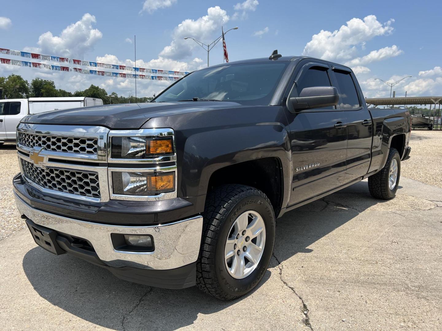 2015 Dark Gray /Gray Chevrolet Silverado 1500 LT (1GCVKREHXFZ) with an 4.3L V6 OHV 12V engine, 6-Speed Automatic transmission, located at 4520 Airline Hwy, Baton Rouge, LA, 70805, (225) 357-1497, 30.509325, -91.145432 - 2015 Chevrolet Silverado 1500 Double Cab LT 4X4 4.3 V6 Gas, 161K Miles, Cold A/C, Power Windows, Locks & Mirrors, Backup Camera, New Tires,Tow Package. Has Minor Dent On Roof. FOR INFO PLEASE CONTACT JEFF AT 225-413-0981 CHECK OUT OUR A+ RATING WITH THE BETTER BUSINESS BUREAU WE HAVE BEEN A FAMIL - Photo#0