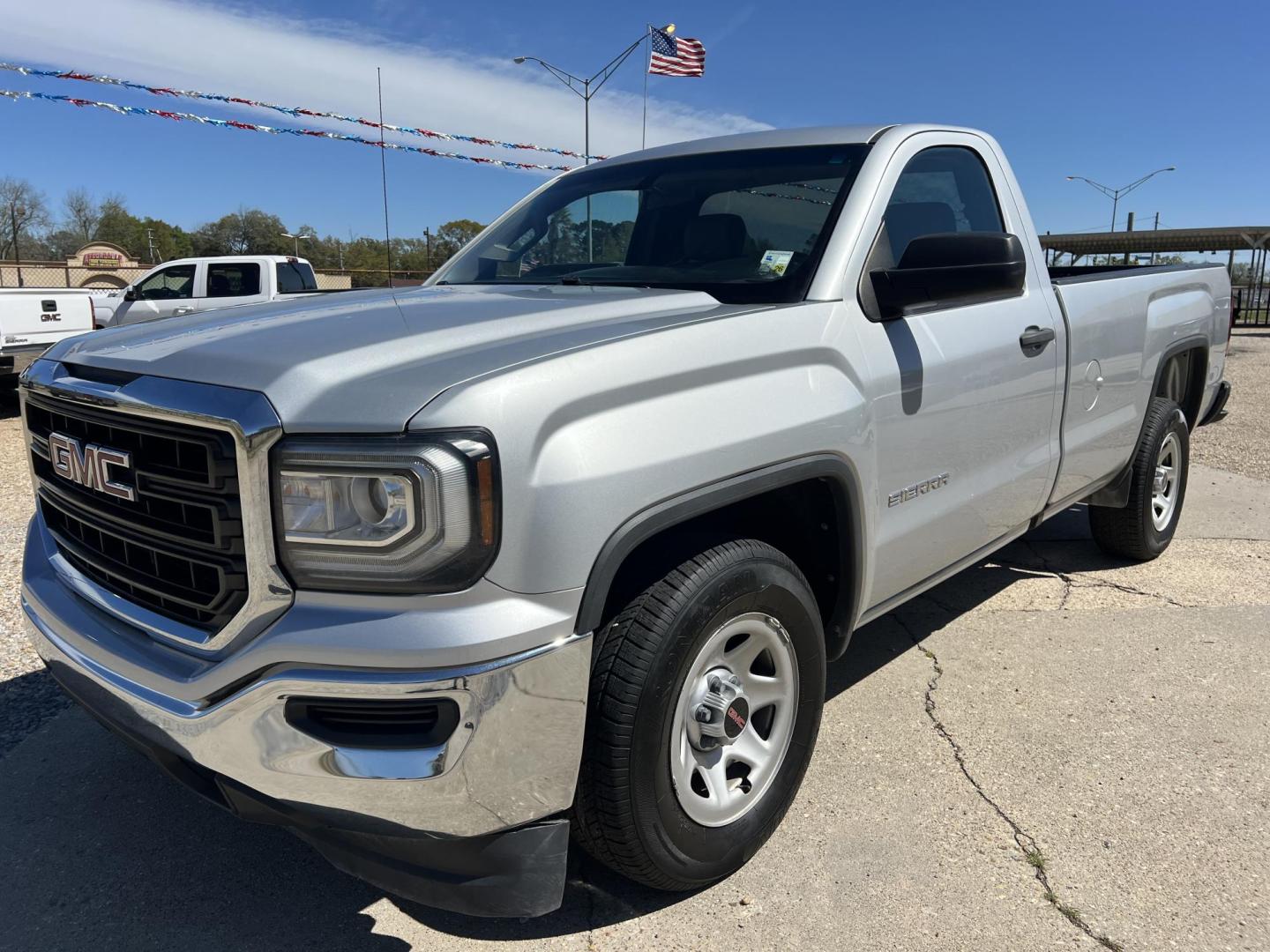 2018 Silver /Gray GMC Sierra 1500 (1GTN1LEC8JZ) with an 5.3L V8 engine, 6-Speed Automatic transmission, located at 4520 Airline Hwy, Baton Rouge, LA, 70805, (225) 357-1497, 30.509325, -91.145432 - 2018 GMC Sierra 1500 Reg Cab 8Ft Bed ***NO ACCIDENTS*** 5.3 V8 Gas, 134K Miles, Cold A/C, Power Windows, Locks & Mirrors, Spray In Bedliner, Backup Camera, Tow Package. Has Hail Dings On Hood. FOR INFO PLEASE CONTACT JEFF AT 225-413-0981. CHECK OUT OUR A+ RATING WITH THE BETTER BUSINESS BUREAU. WE H - Photo#0