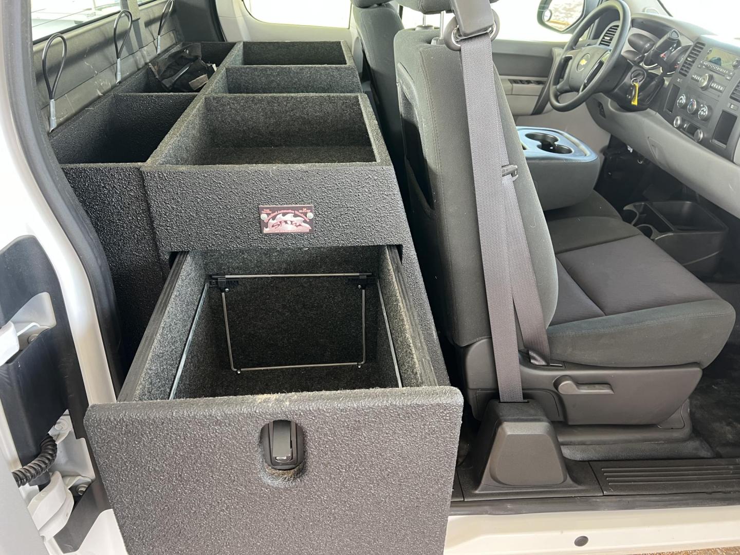 2012 White /Gray Chevrolet Silverado 2500HD Work Truck (1GC2CVCG7CZ) with an 6.0L V8 OHV 16V FFV engine, 6-Speed Automatic transmission, located at 4520 Airline Hwy, Baton Rouge, LA, 70805, (225) 357-1497, 30.509325, -91.145432 - 2012 Chevrolet Silverado 2500HD Ext Cab 2WD **ONLY 82K Miles, 6.0 V8 Gas, Cold A/C, Power Windows, Locks & Mirrors, Alloy 20'' Wheels, Tow Package. Rear Seat Has Been Taken Out For Professional Built Shelves. FOR INFO PLEASE CONTACT JEFF AT 225-413-0981. CHECK OUT OUR A+ RATING WITH THE BETTER BUSIN - Photo#16