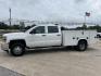 2015 White /Gray Chevrolet Silverado 3500HD Work Truck (1GB4KYC80FF) with an 6.6L V8 OHV 32V TURBO DIESEL engine, Allison transmission, located at 4520 Airline Hwy, Baton Rouge, LA, 70805, (225) 357-1497, 30.509325, -91.145432 - 2015 Chevrolet Silverado 3500HD Crew Cab 4X4 **ONE OWNER & NO ACCIDENTS** 6.6 Duramax Diesel, Allison Transmission, 196K Miles, Cold A/C, Power Windows, Locks & Mirrors, Knapheide Utility Bed, Back Seat Is Missing. FOR INFO PLEASE CONTACT JEFF AT 225-413-0981. CHECK OUT OUR A+ RATING WITH THE BETTER - Photo#1