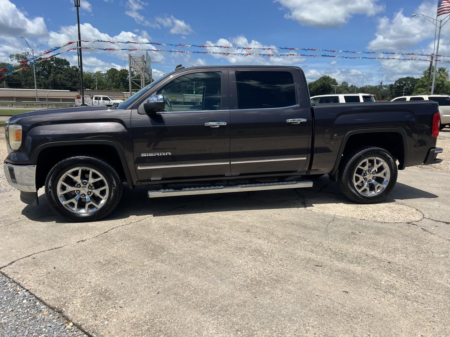 2014 Iridium Gray Metallic /Black GMC Sierra 1500 SLT (3GTP1VECXEG) with an 5.3L V8 engine, 6-Speed Automatic transmission, located at 4520 Airline Hwy, Baton Rouge, LA, 70805, (225) 357-1497, 30.509325, -91.145432 - 2014 GMC Sierra 1500 Crew Cab SLT 2WD **TWO OWNER & NO ACCIDENTS** 5.3 V8 Gas, 189K Miles, Heated & Cooled Leather Seats, Full Console, All Power, Cold A/C, Bose Stereo, Rear Camera, Spray In Bedliner, Tow Pkg. FOR INFO PLEASE CONTACT JEFF AT 225-413-0981. CHECK OUT OUR A+ RATING WITH THE BETTER BUS- Photo#1