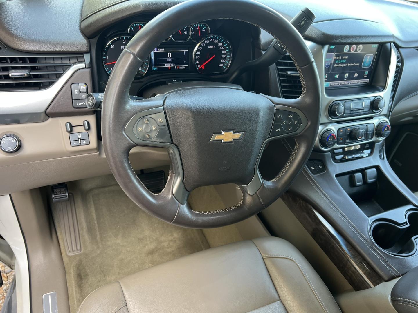 2015 White Diamond /Tan Chevrolet Tahoe LT (1GNSCBKC1FR) with an 5.3L V8 engine, 6-Speed Automatic transmission, located at 4520 Airline Hwy, Baton Rouge, LA, 70805, (225) 357-1497, 30.509325, -91.145432 - 2015 Chevrolet Tahoe LT **ONE OWNER & NO ACCIDENTS** 5.3 V8 Gas, 198K Miles, Leather Seats, Cold A/C, All Power, Bose Stereo, Seats 7, New Tires, Tow Package. FOR INFO PLEASE CONTACT JEFF AT 225-413-0981. CHECK OUT OUR A+ RATING WITH THE BETTER BUSINESS BUREAU. WE HAVE BEEN A FAMILY OWNED AND OPERA- Photo#15